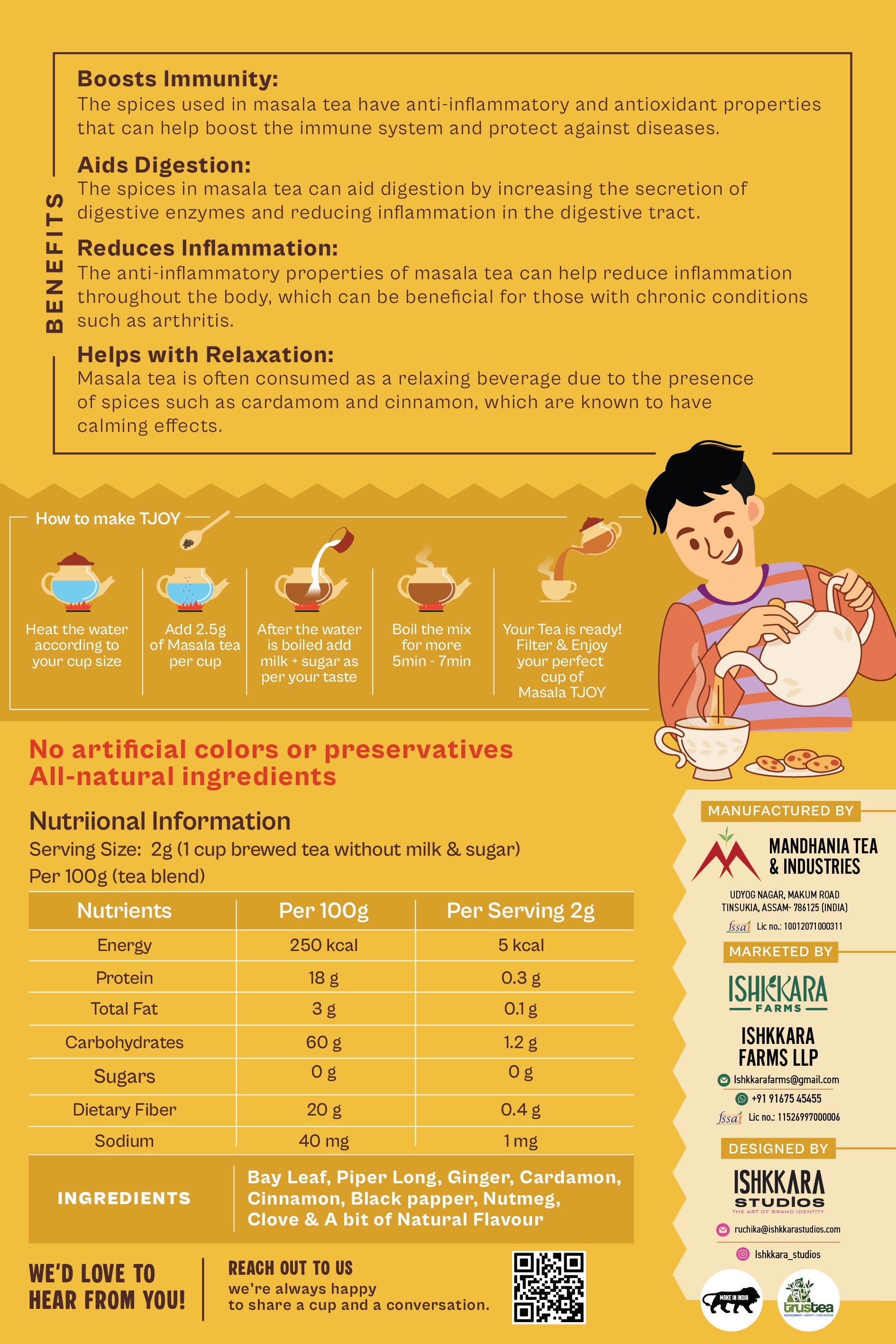 TJOY Garden-Fresh Masala Tea with Natural Spices